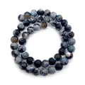 Gepolijste blauw-zwarte vuuragaat ronde kralen voor DIY sieraden maken - 6mm / Ontwerp Nr. 4