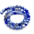 Strand of 8mm blue and white dragon vein agate round beads with natural polished texture - Blue White Banded Cloud (No. 5)
