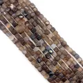 Naturstein Drachenader-Achat Perlen in Quadratform mit grau-brauner Streifenstruktur - 8x8mm / Nr. 9 (Taupe)