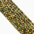 Polished yellow and green tiger eye stone round beads for DIY jewelry making - 6mm / Yellow Green