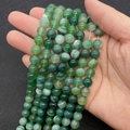 Perles en agate verte naturelle avec texture rayée pour création de bijoux DIY - Vert Rayé