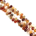 6x9mm faceted teardrop natural stone beads in rich amber and reddish orange hues - 6x9mm / Red Agate