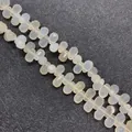Faceted milky white teardrop natural stone beads for DIY jewelry making 6x9mm - 6x9mm / Agate