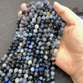 Perle in agata blu naturale sfaccettata 8mm per la creazione di gioielli fai da te - Agata Vena di Drago Blu