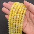 Polished yellow dragon vein agate beads for DIY jewelry and necklace crafting - Yellow / 6mm