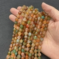 Perline di agata naturale sfaccettata multicolore 6-10mm su filo rosso per gioielli fai da te - Agata rossa e verde