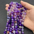 Perle di agata viola sfaccettate per gioielli con texture naturali e tonalità variegate - Agata Viola a Strisce