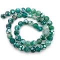 Polished 6-10mm deep green fire agate round beads with natural white spot textures - 6mm / No. 2 (Deep Green)