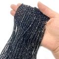 Faceted 2-4mm black obsidian round beads with golden sheen for DIY jewelry bracelets - Black Agate
