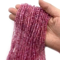 Faceted pink purple natural stone beads bundle for DIY jewelry making 3mm-4mm size - Strawberry Quartz