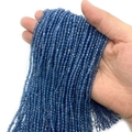 Deep blue faceted 2-3mm lapis lazuli beads with elegant tassel for DIY bracelets - Apatite