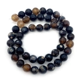 Round fire agate beads with natural dragon vein texture for DIY jewelry making - Style 8 (Black)