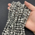 Pietre di agata naturale sfaccettate 8-10mm con motivi neri per la creazione di gioielli - Diaspro Dalmata