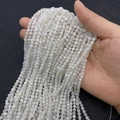 Polished 3-4mm natural moonstone faceted round beads for DIY bracelet jewelry making - White Labradorite