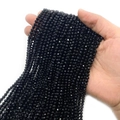 Faceted black natural stone beads for DIY bracelets and jewelry making 2-4mm size - Obsidian