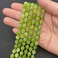 Light green faceted gemstone beads strands made of natural prehnite for DIY jewelry making - Peridot