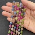 Handheld multi-color faceted hexagonal natural stone beads for DIY jewelry making - Colored Jade