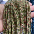 Faceted 2x3mm green epidote unakite stone beads for jewelry making strand - 2x3mm 185 Beads/Strand 5g / Unakite