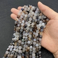 Perle in agata naturale sfaccettate in toni grigio e bianco per gioielli fai-da-te - Agata a Strisce Nere