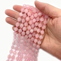 Faceted natural pink quartz beads string for DIY jewelry making with soft pink hue - 8mm / Rose Quartz
