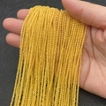Polished 2mm yellow faceted cat eye stone beads on a string for jewelry making - 2mm (180 Pcs/Strand) / Lemon Yellow (No.4)