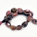 Gefacetteerde ovale rhodoniet kralen in roze en zwart voor DIY halsketting sieraden - 6x8mm (22 Stuks/Streng) / Rhodoniet met zwarte lijnen
