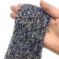 Faceted natural blue stone loose beads for DIY jewelry making and bracelet crafting - Old Blue Vein