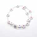 12mm natural shell flower bead with white petals and purple center for DIY jewelry making - 12mm (0.5g) / White Petal Purple Center