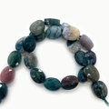 Gefacetteerde ovale mosagaat natuursteen kralen voor sieraden, meerkleurige kralenstreng - 6x8mm (22 Stuks/Streng) / Indiase Agaat