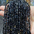 Perles rondelles en pierre noire facettée avec effet œil de chat pour bijoux - 4mm 93pcs/Brin 7g / Agate noire