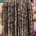 Cuentas de rodonita natural facetada en hilo de 2x3mm para fabricación de joyas - 2x3mm 185 Cuentas/Tira 5g / Rodonita con líneas negras