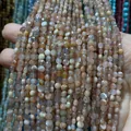 Perles facettées en œil de tigre et grenat naturel aux tons terreux pour bijoux DIY - 4mm 93pcs/Brin 7g / Pierre de soleil
