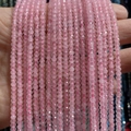 Sarta de cuentas redondas facetadas de cuarzo rosa de 2-4mm para creación de joyas - 2x3mm 185 Cuentas/Tira 5g / Cuarzo rosa