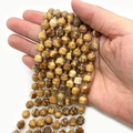 Faceted hexagon picture jasper stone beads with natural brown patterns for DIY jewelry - Picture Jasper