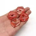 Set mit vier 30mm Herzanhängern aus rosa Naturstein mit Loch für DIY-Schmuckherstellung - 30mm / Wassermelonen Quarz