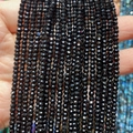 Cuentas de piedra onix negro tallado de 2-3mm para la fabricación de joyas y collares DIY - 2x3mm 185 Cuentas/Tira 5g / 21 Ágata Negra