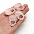 Polished natural rose quartz oval stone pendants with central hole for DIY jewelry making - Rose Quartz