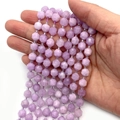 Faceted purple lepidolite stone beads for DIY jewelry making with natural texture - Purple Chalcedony