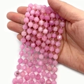 Faceted pink rose quartz crystal beads 8mm for DIY jewelry making necklaces - Pink Chalcedony