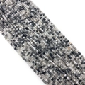 Faceted round African pine natural stone beads in mixed grey for DIY jewelry making - Hawk Eye Stone