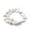 Irregular silver-tone shell beads for DIY jewelry necklaces with high-gloss finish - 15-25mm (Approx. 95g/String) / Metallic Silver (No. 12)