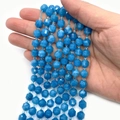 Faceted blue apatite gemstone beads for DIY jewelry making in polished round shape - Blue Chalcedony