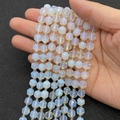 Faceted 8mm translucent opal beads with milky blue sheen for DIY jewelry making - Opal