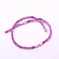Cuentas de concha ovaladas púrpura pulidas para joyería DIY con brillo irisado natural - 5x8-6x9mm / Púrpura (No.10)