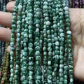 Perles facettées en agate mousse naturelle de 4mm, forme ronde et plate pour bijoux - 4mm 93pcs/Brin 7g / Agate feuille de bambou