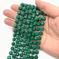 Faceted malachite green stone beads in hexagonal column shape for jewelry making - Malachite