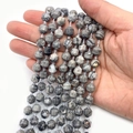 Faceted grey marble natural stone beads for DIY jewelry making with geometric design - Grey Marble Vein Stone
