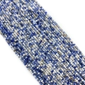 Faceted Sodalite blue natural stone rondelle beads for jewelry making strand - Light Flower Pattern Blue