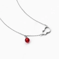 Modern hollow gourd necklace with red agate bead in polished silver finish - Silver Gourd
