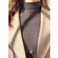 Vintage hartvormige hanger ketting in roségoud met Luck-gravure en lange ketting - 70+5cm / Roségoud Hart Stijl (M041)